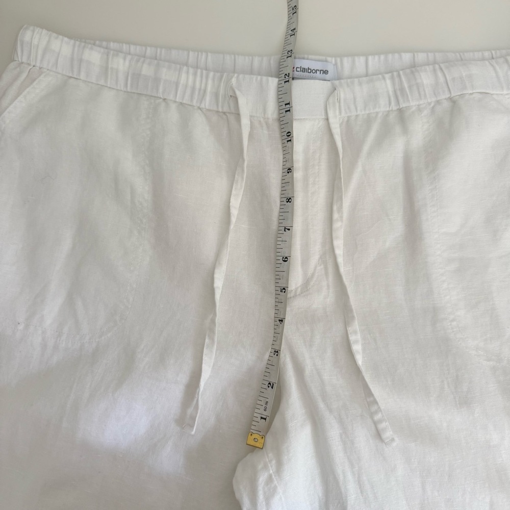 Liz Claiborne White Linen Blend Relaxed Wide Leg Pants XL - Picture 11 of 13